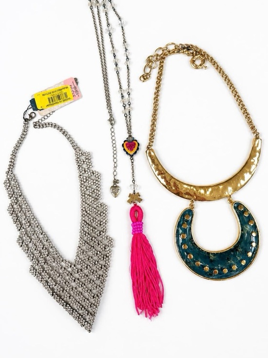 Betsey Johnson Jewelry - Assorted Women’s Necklace Set — Gold, Silver & Hot Pink Accents